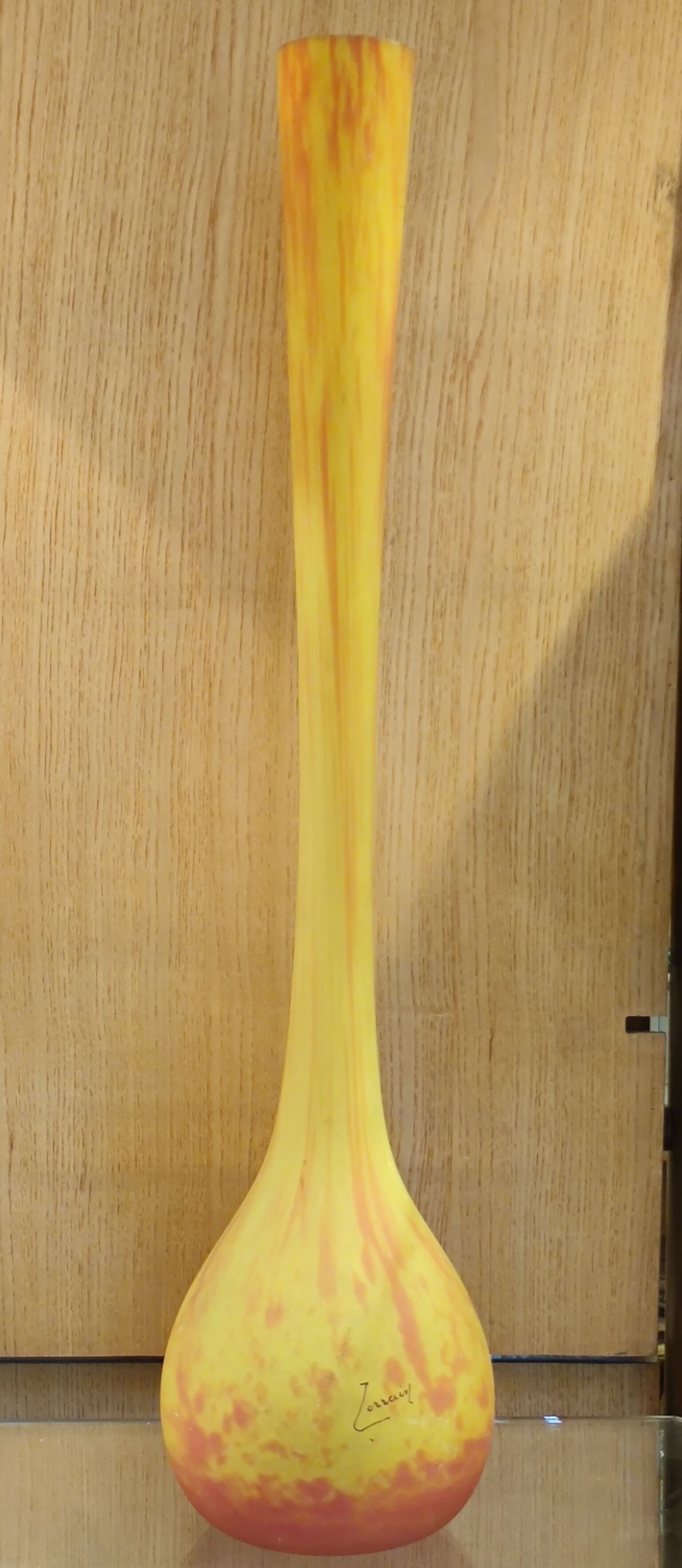 Glass paste soliflore vase signed Lorrain