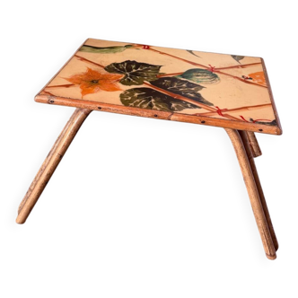 Rattan coffee table and fruits and vegetables