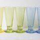 Set of 5 Colorful Yellow, Green and Blue Water Tumblers / Turkey / 2000s