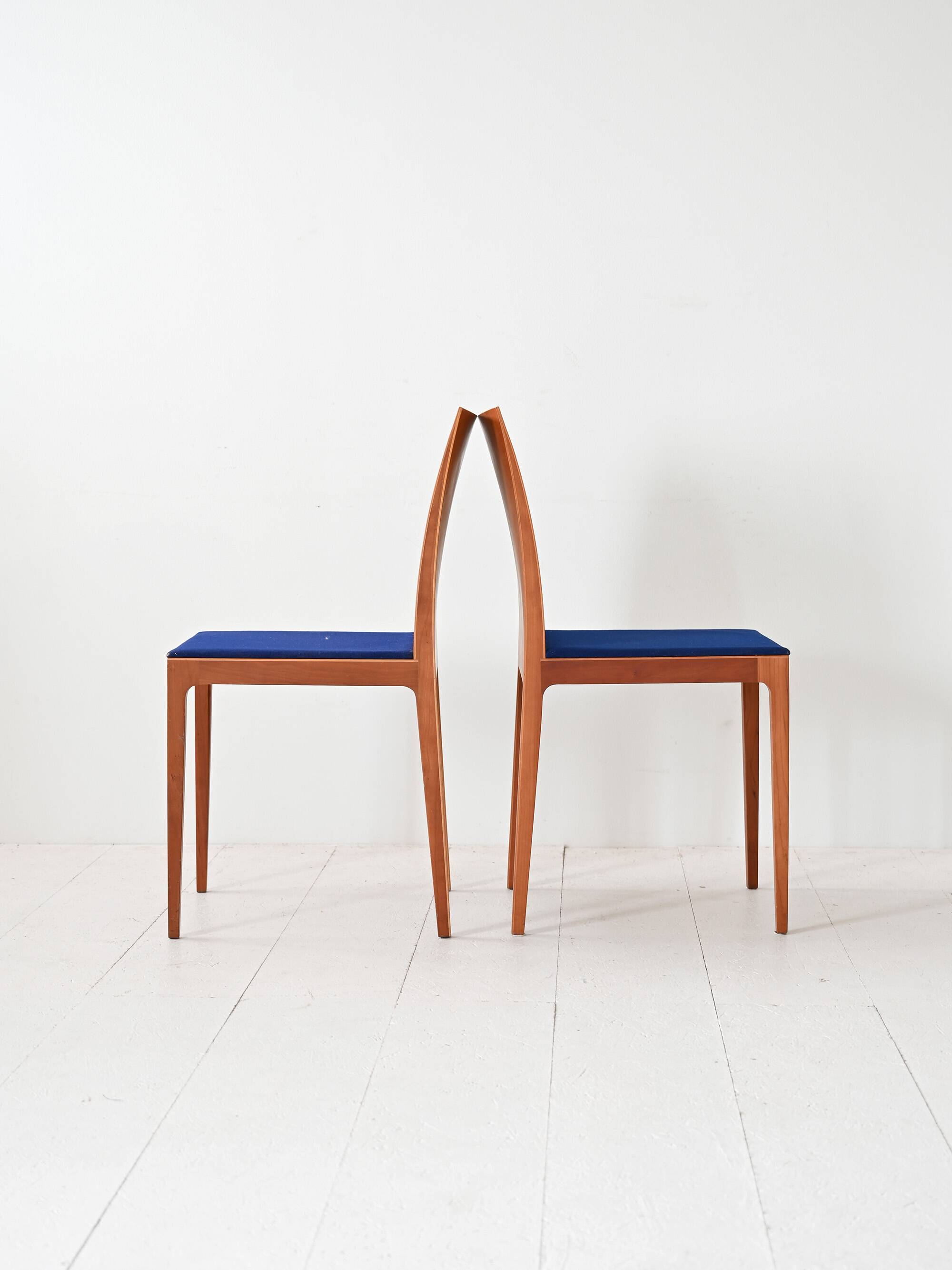 Pair of Scandinavian chairs with blue seats