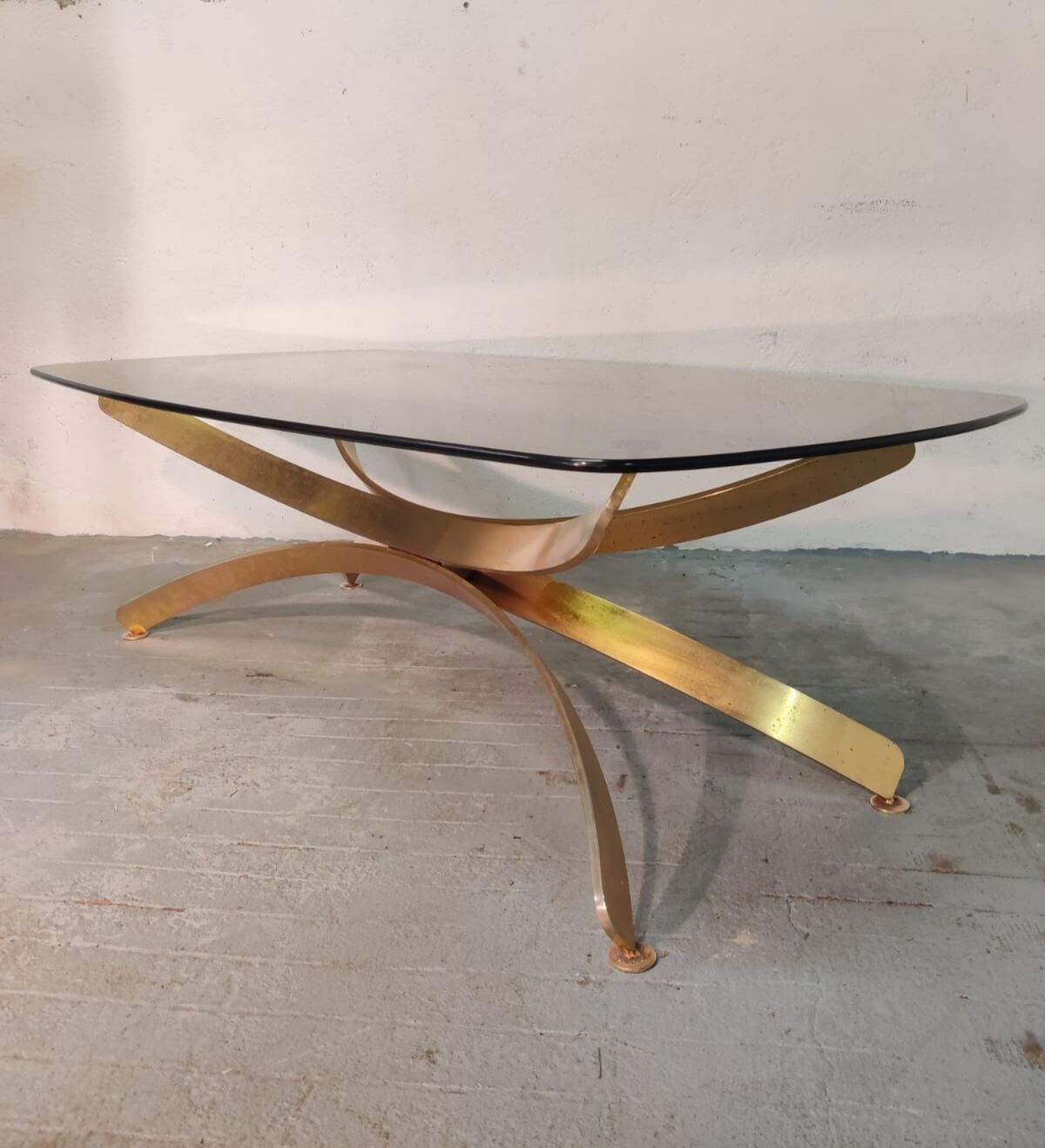 Golden metal coffee table, 70s