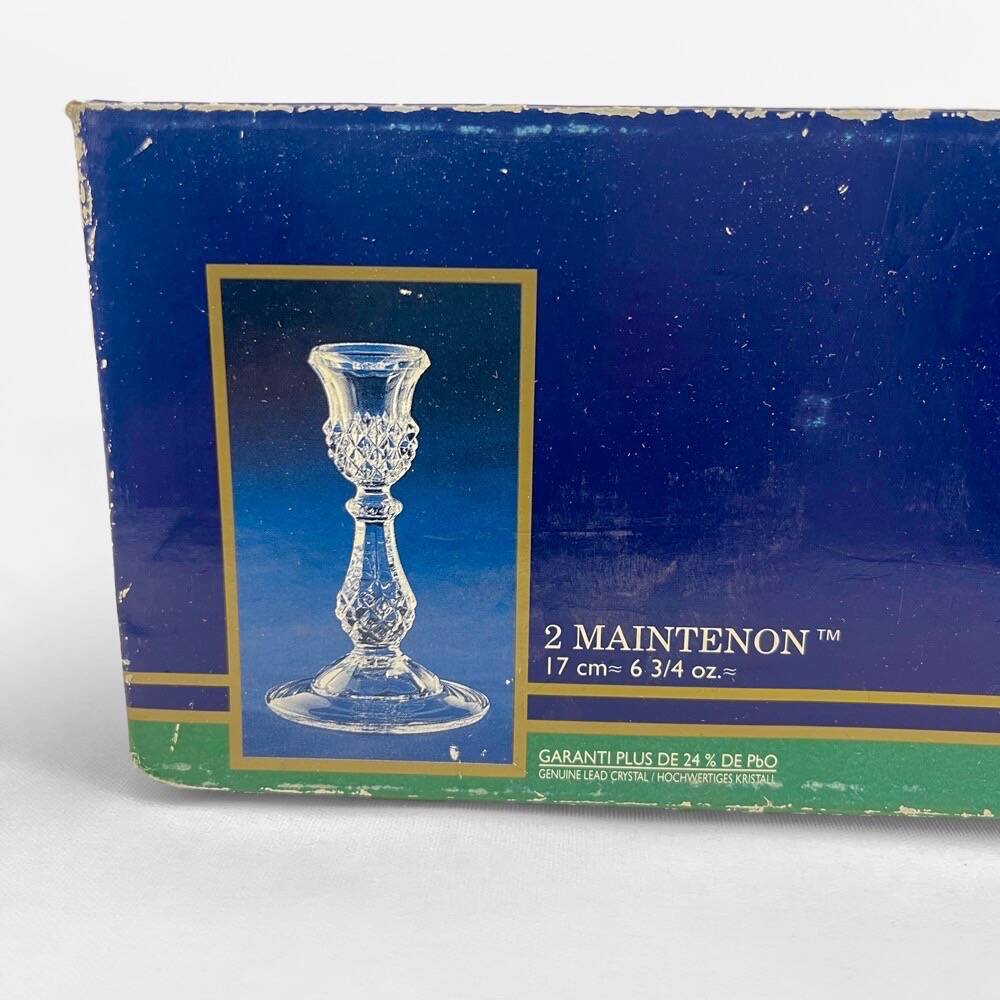 Pair of cristal d'arques candlesticks, maintenon model, 1980s