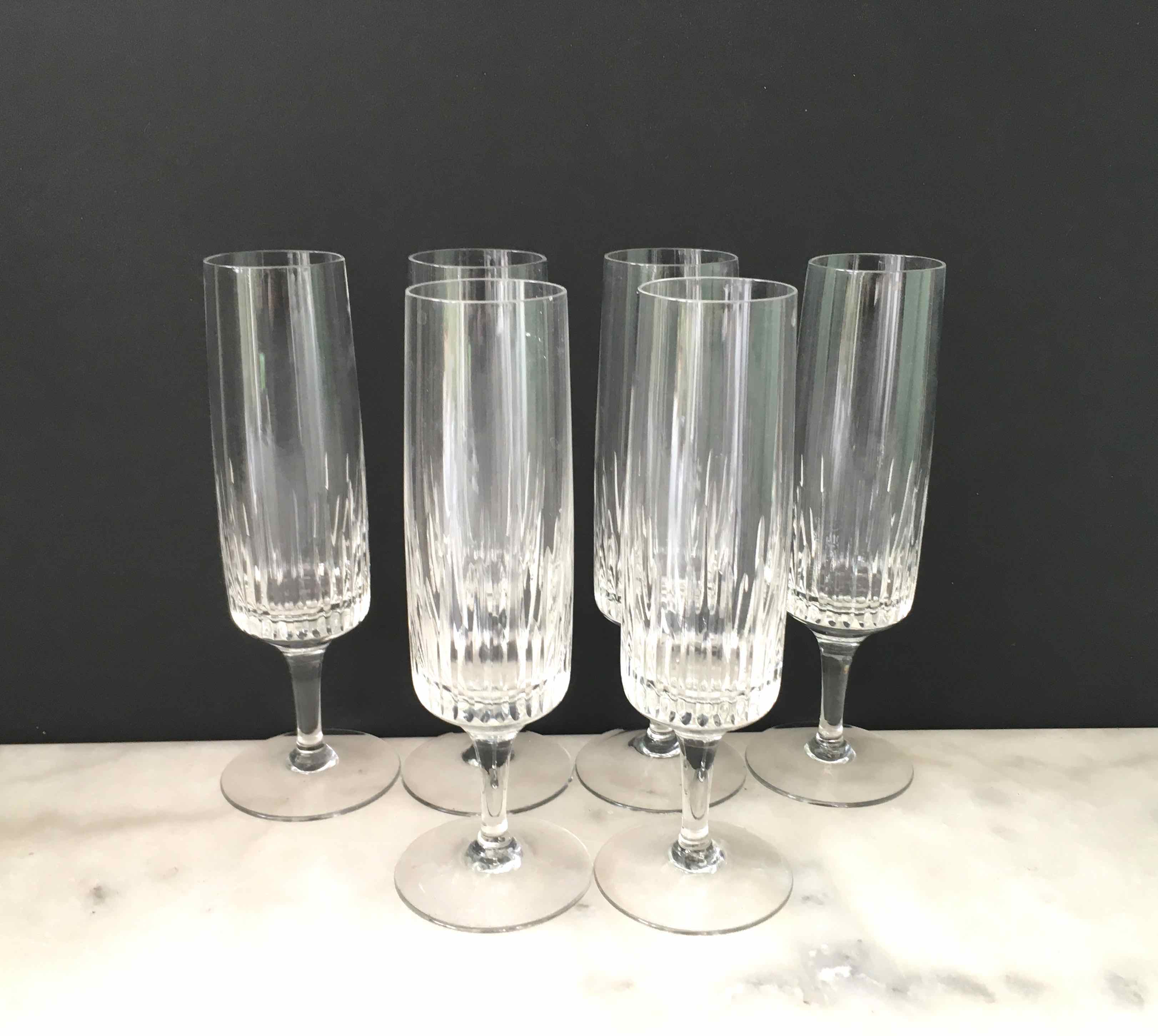 Set de 6 flûtes à champagne cristal taillé