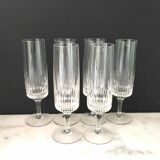 Set of 6 crystal cut champagne flutes