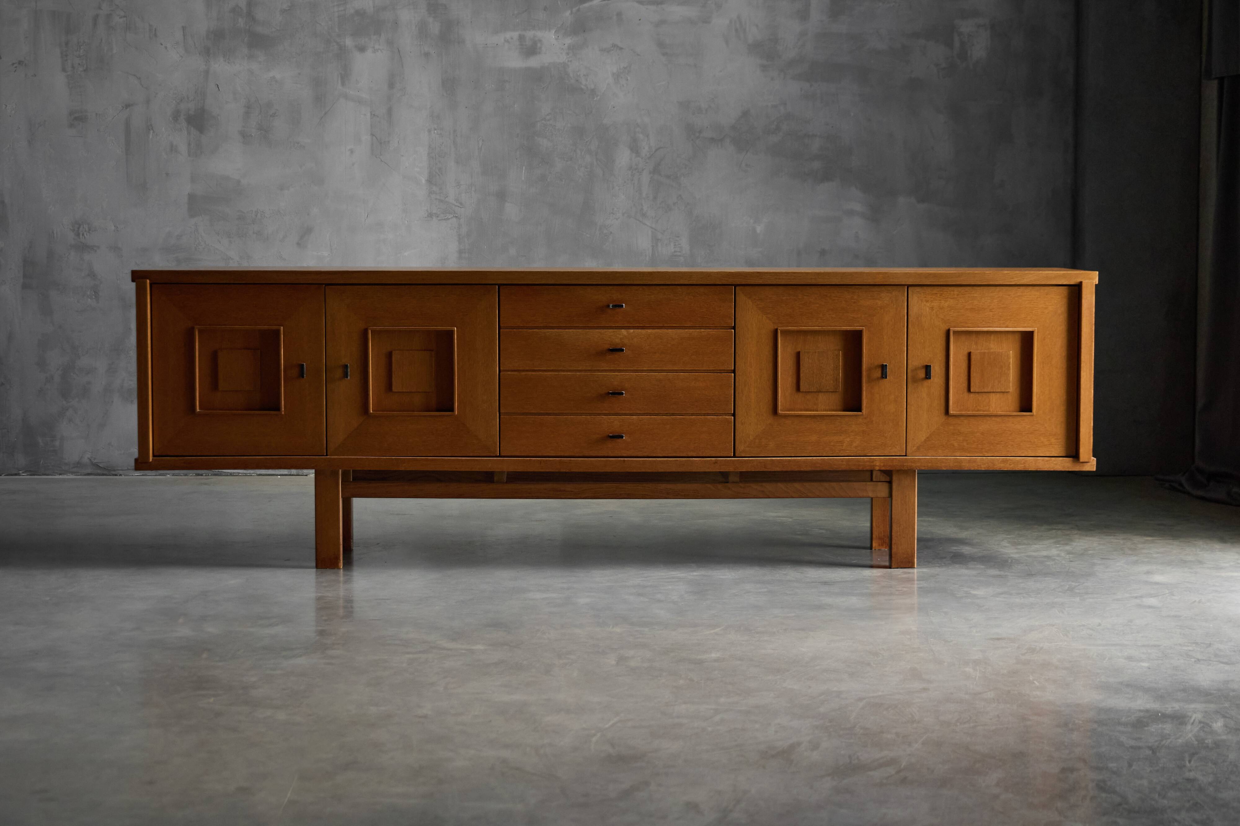 Brutalist Oak Buffet, Belgium, 1960s