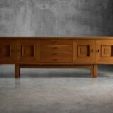 Brutalist Oak Buffet, Belgium, 1960s