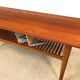 Scandinavian teak coffee table with slatted shelf, Denmark 1960s