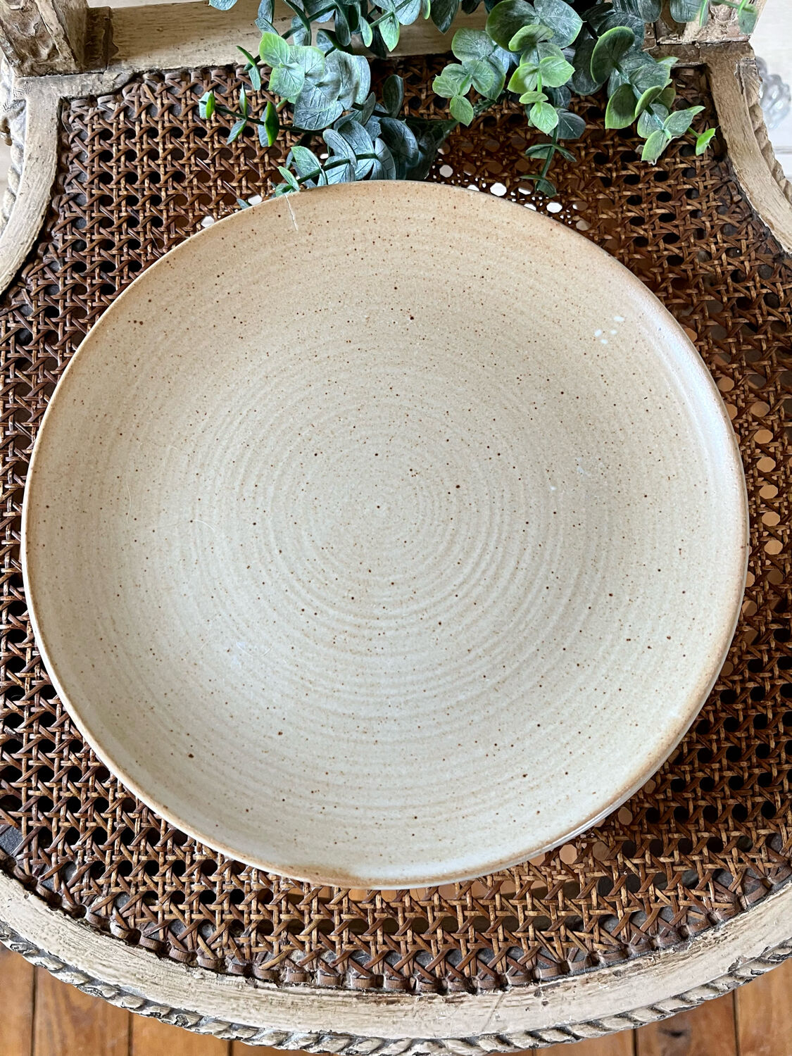 Set of four vintage stoneware plates