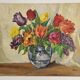 Oil Painting on Isorel - Bouquet of Tulips & Lilacs Signed J Baud