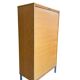 Classeur, armoire à rideaux roulant vintage en bois sur pieds chromés
