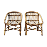 Pair of adult rattan basket armchair