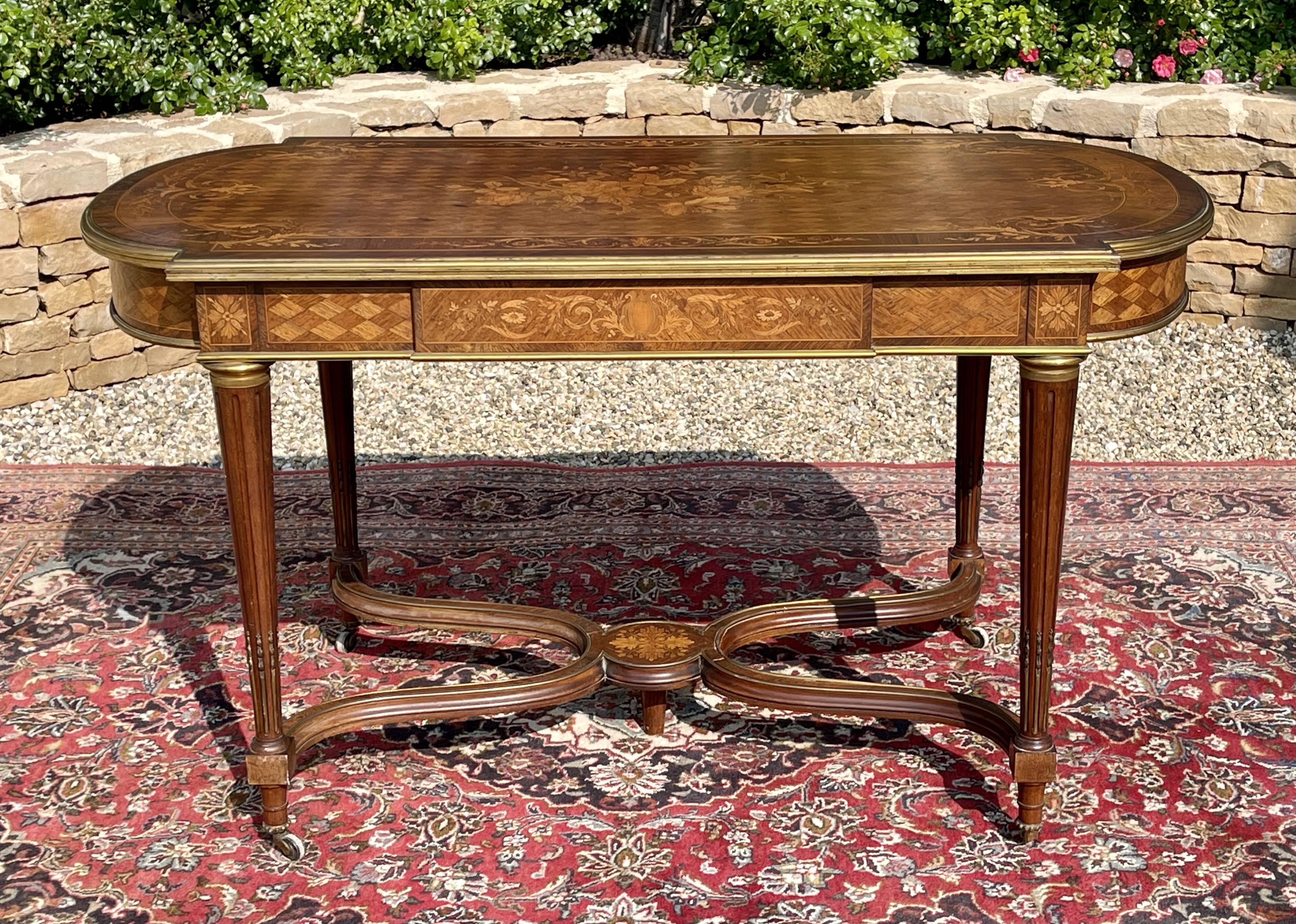 Middle Table Marquetry and Bronze Napoleon III Era - NINETEENTH