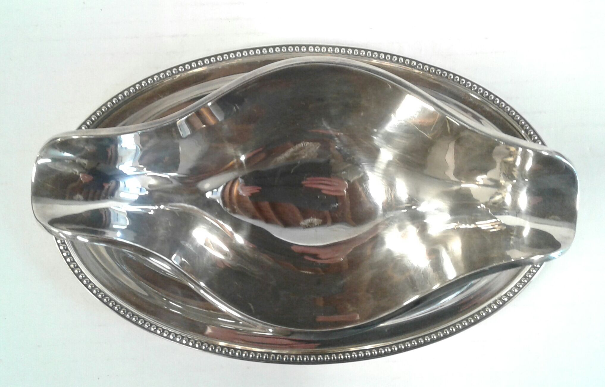 Saucière decoration pearls silver metal ercuis