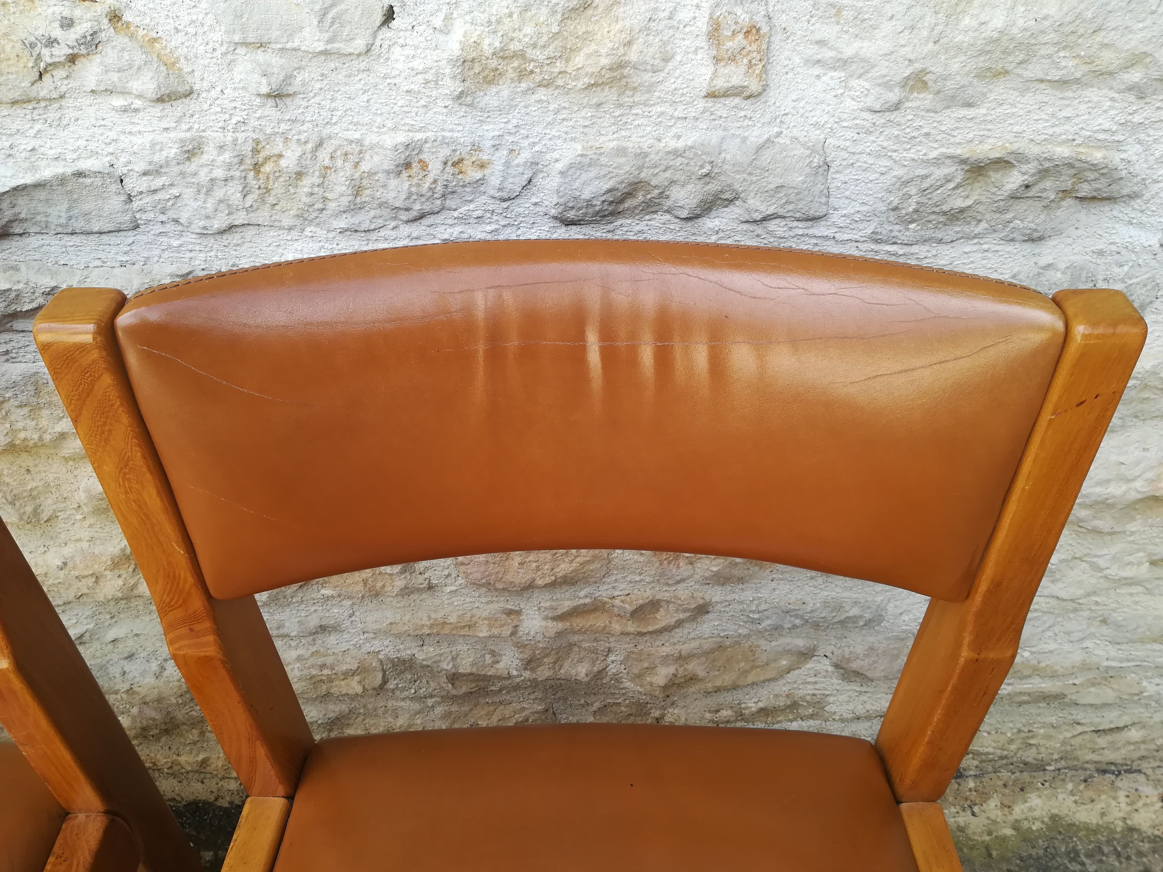 Maison Regain chairs in elm and leather