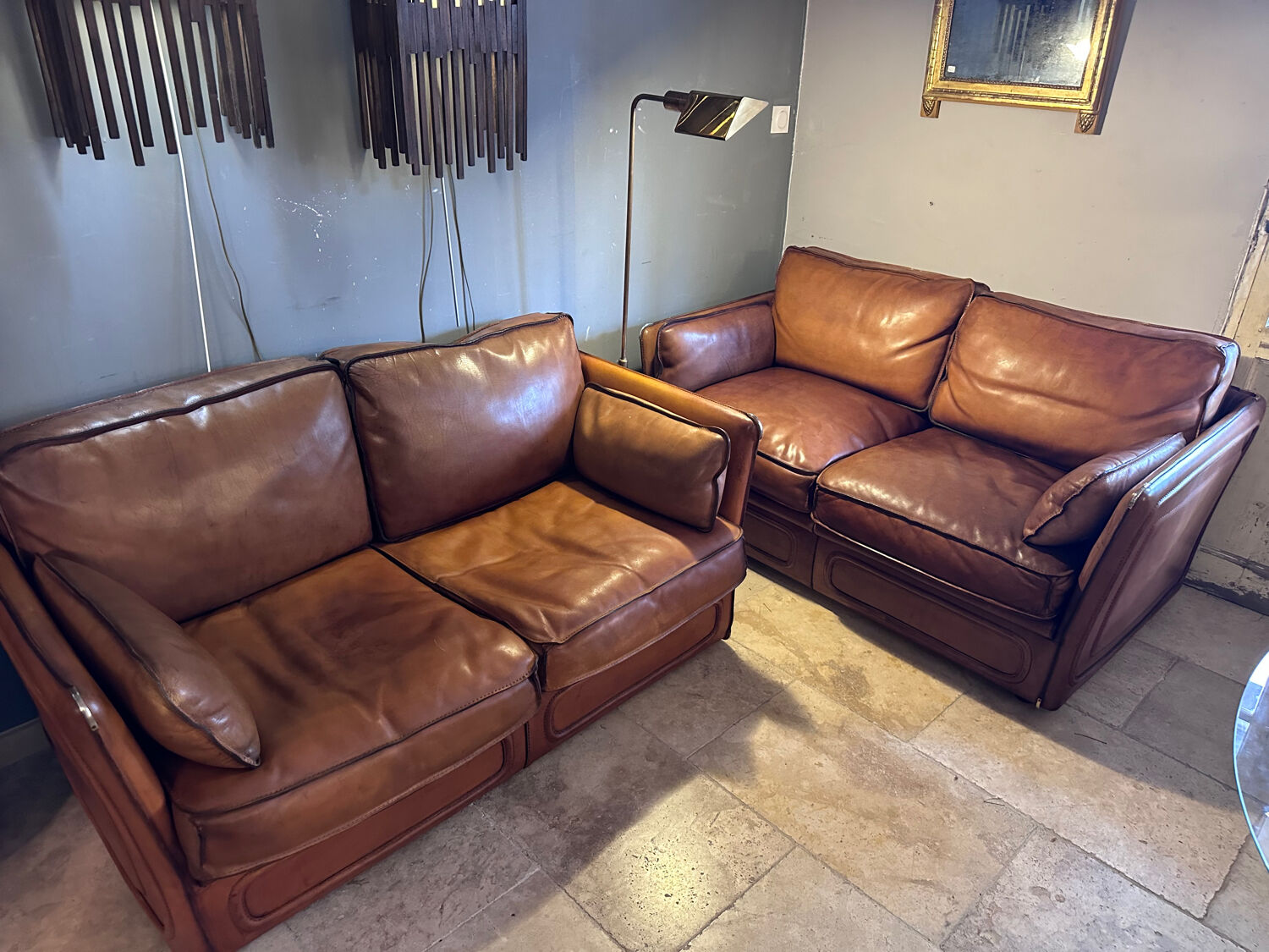 2-seater leather sofa by Roche Bobois