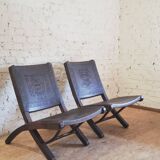Pair of "Relax" armchairs in leather and wood, Angel I. PAZMINO - 1950