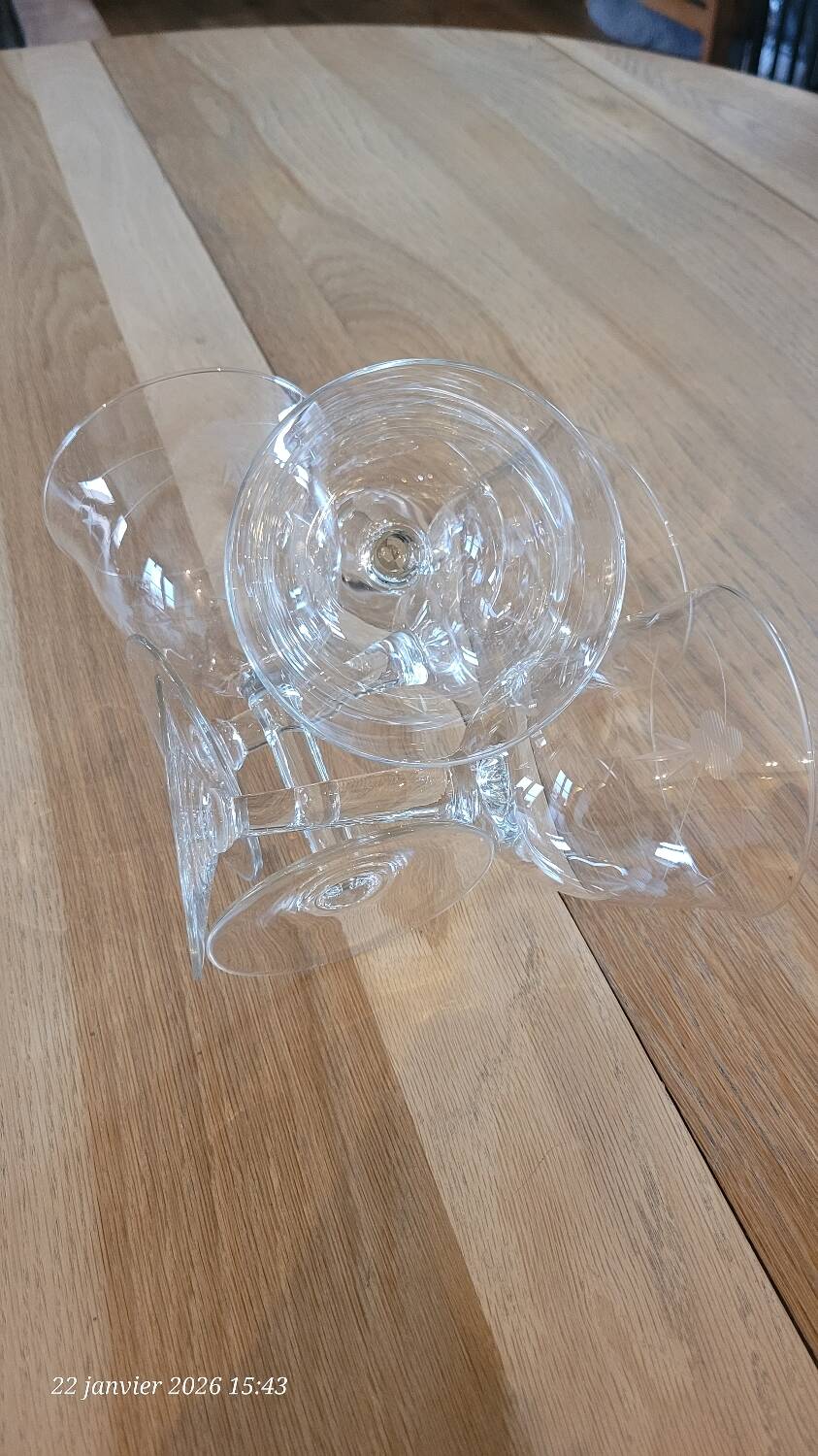 4 antique engraved glass goblets