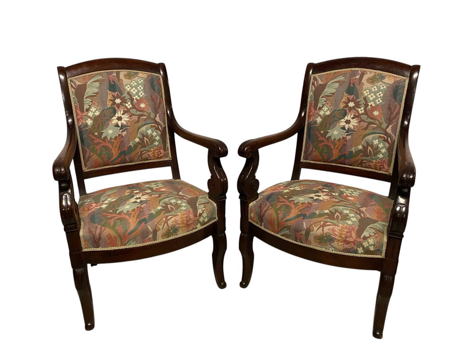 Four 19th century mahogany armchairs