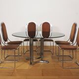 Dining room table and 6 chairs by Alessandro Alpizzi, 1970s, Set of 7