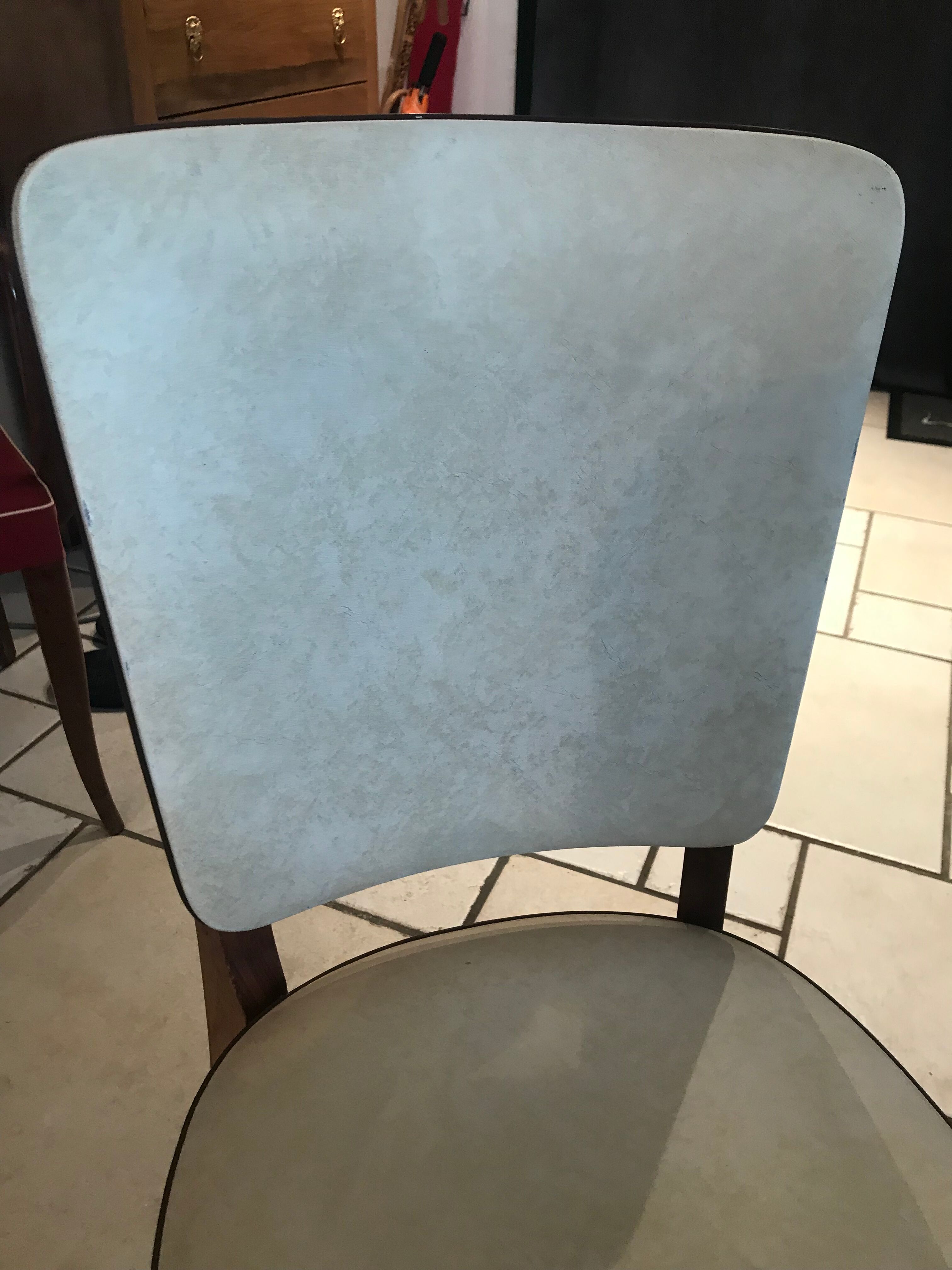 Suite de 6 chaises vintages Skaï beige 1970