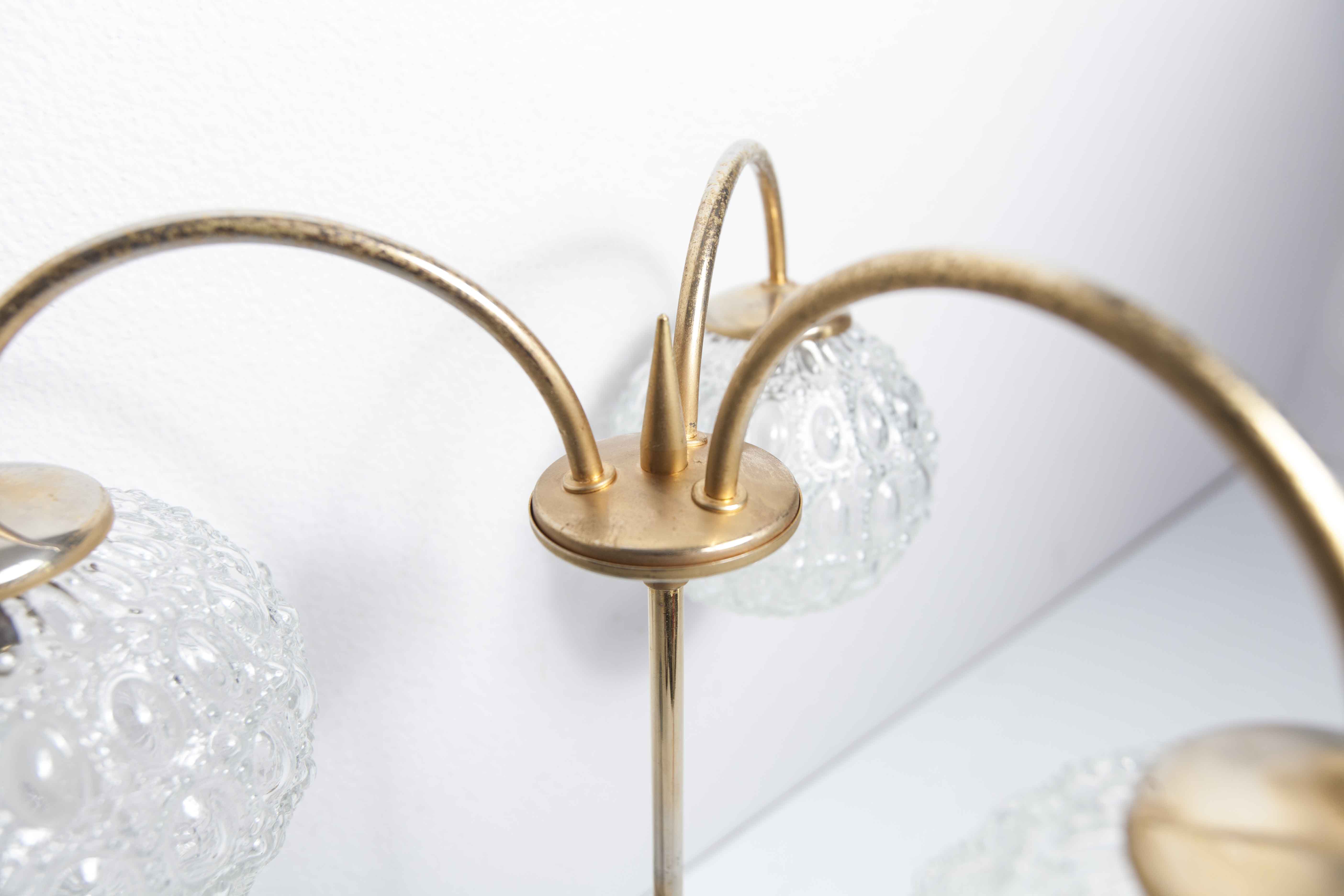 Brass ceiling and glass 3 balls 1960