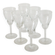 Set of 6 engraved crystal wine glasses, 1950.