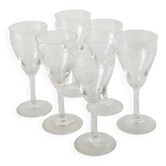 Lot de 6 verres à vin en cristal gravé, 1950