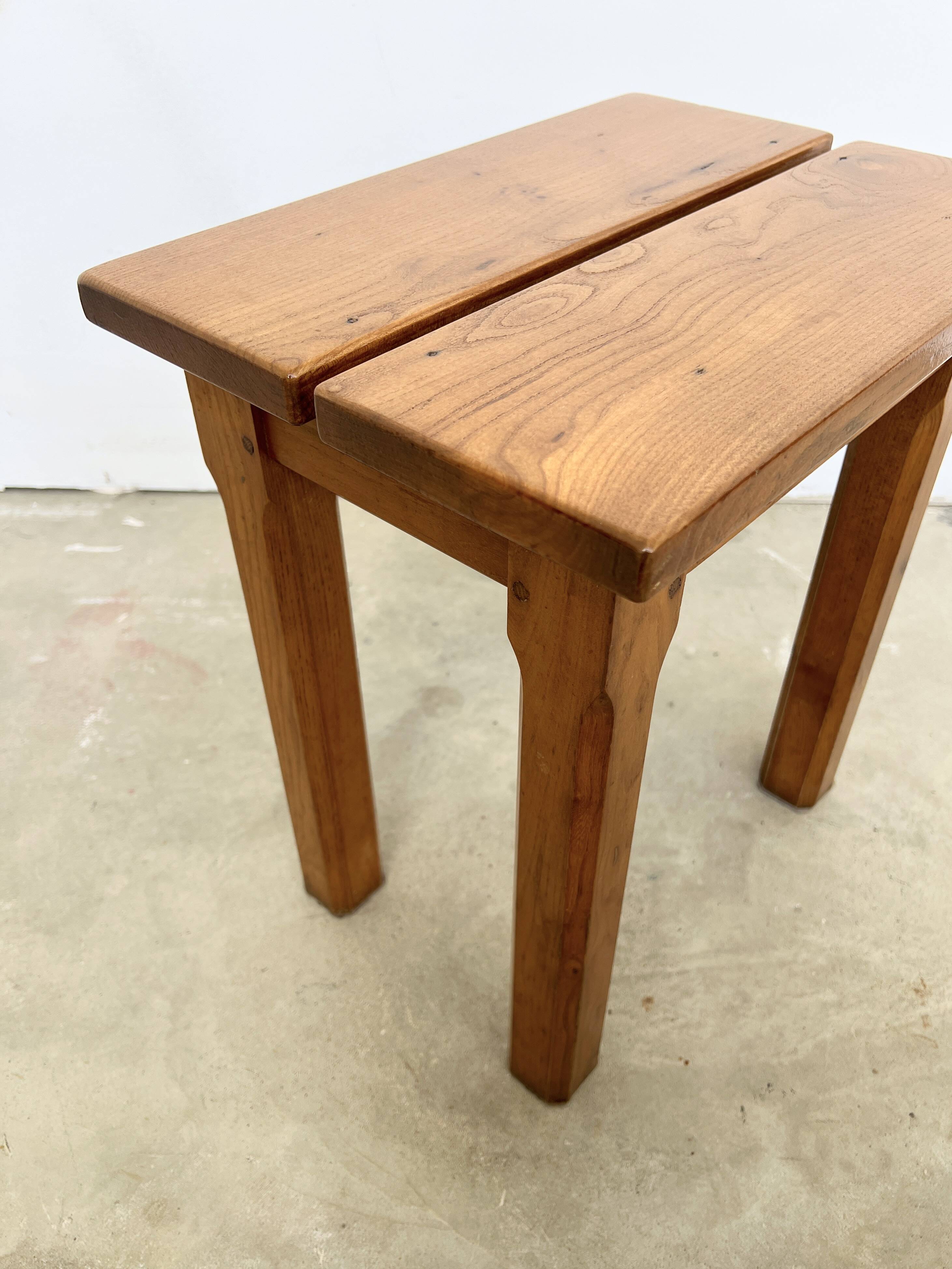 Brutalist oak stool
