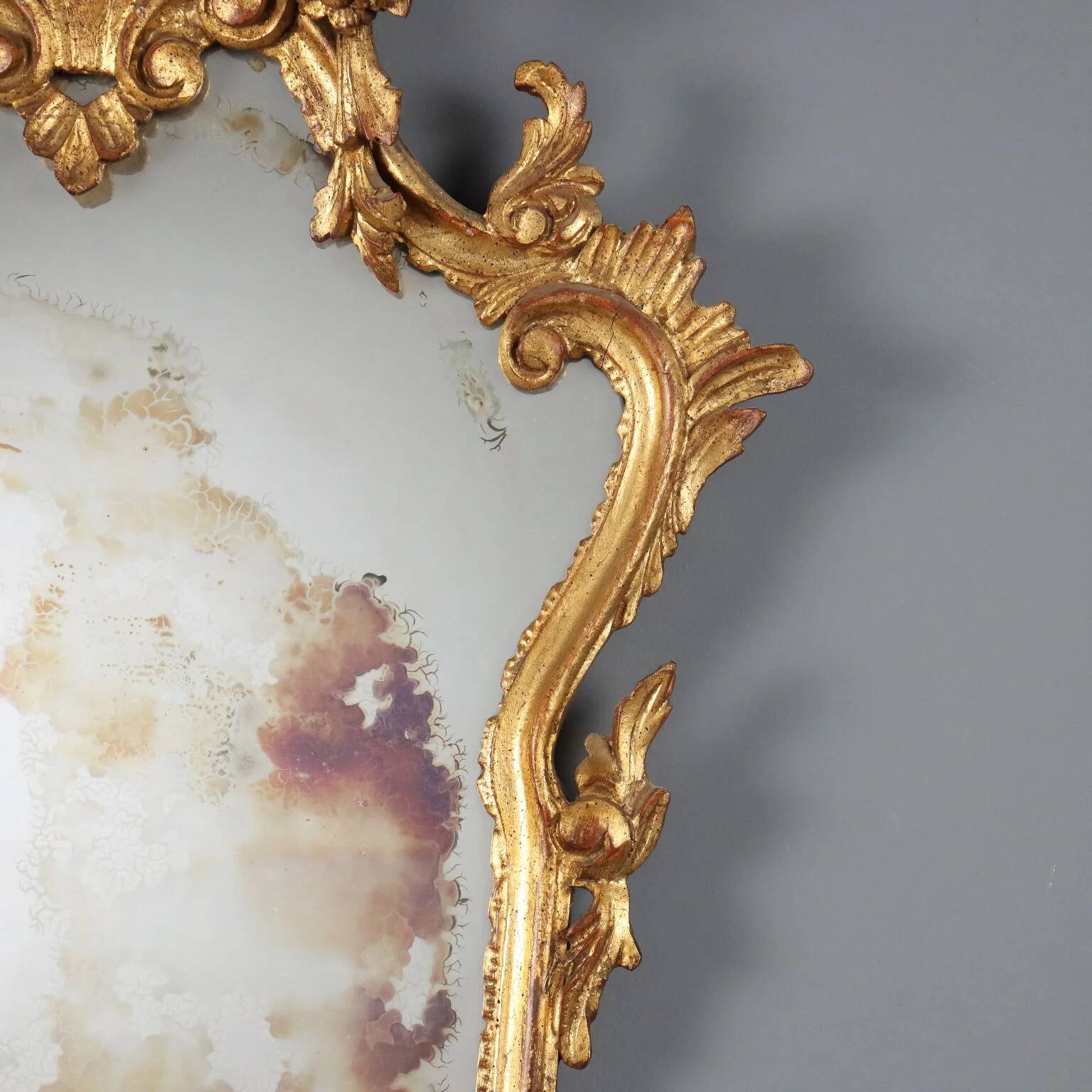 Antique baroque-style wooden mirror Italy 20th century