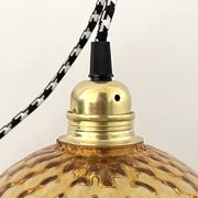 Set of two vintage amber glass pendant lamps electrified to nine