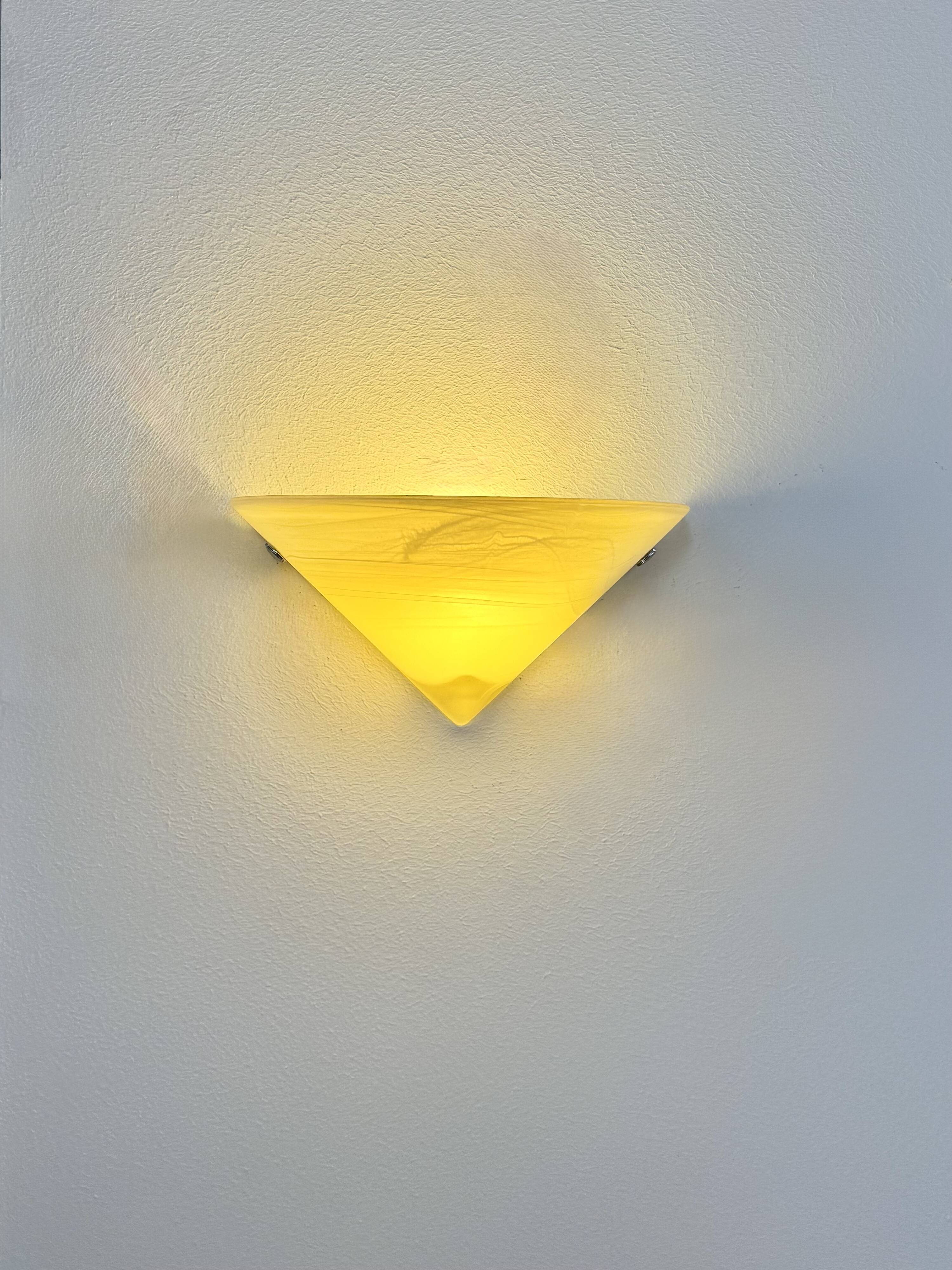 Vintage wall light, chrome and frosted glass, France, 1980.