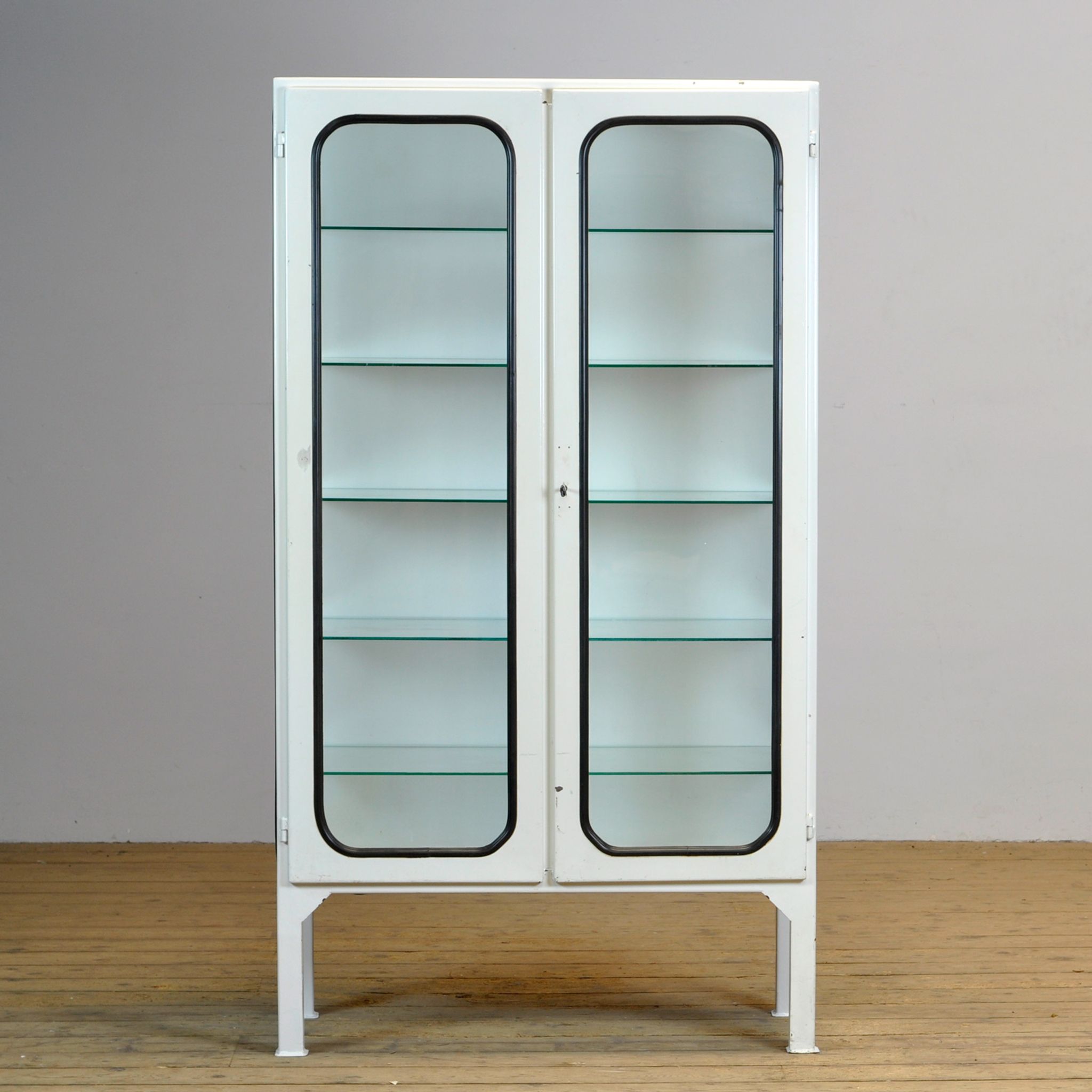 Glass & Iron Medical Cabinet, 1970s