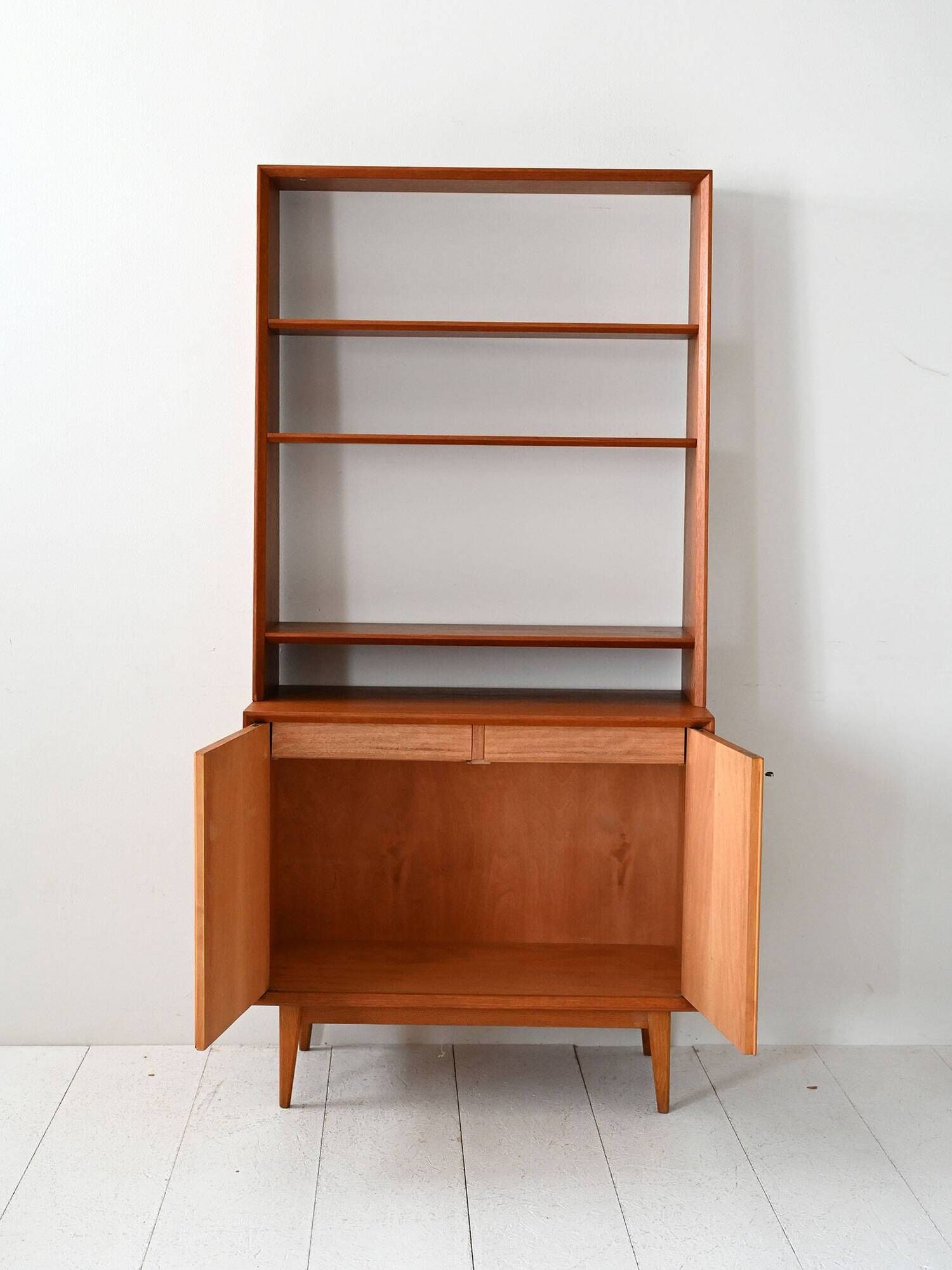1960s Scandinavian teak bookcase with storage cabinet