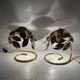 Hollywood regency set of 2 brass leaves table lamps, Bottega Gadda Italy, 1970s