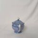 Blue sugar bowl from the 1920s, lustrous porcelain.