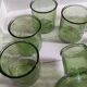 Carafe and 8 old glasses in bubble molded glass