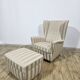 Winged armchair with footstool, 1960s.