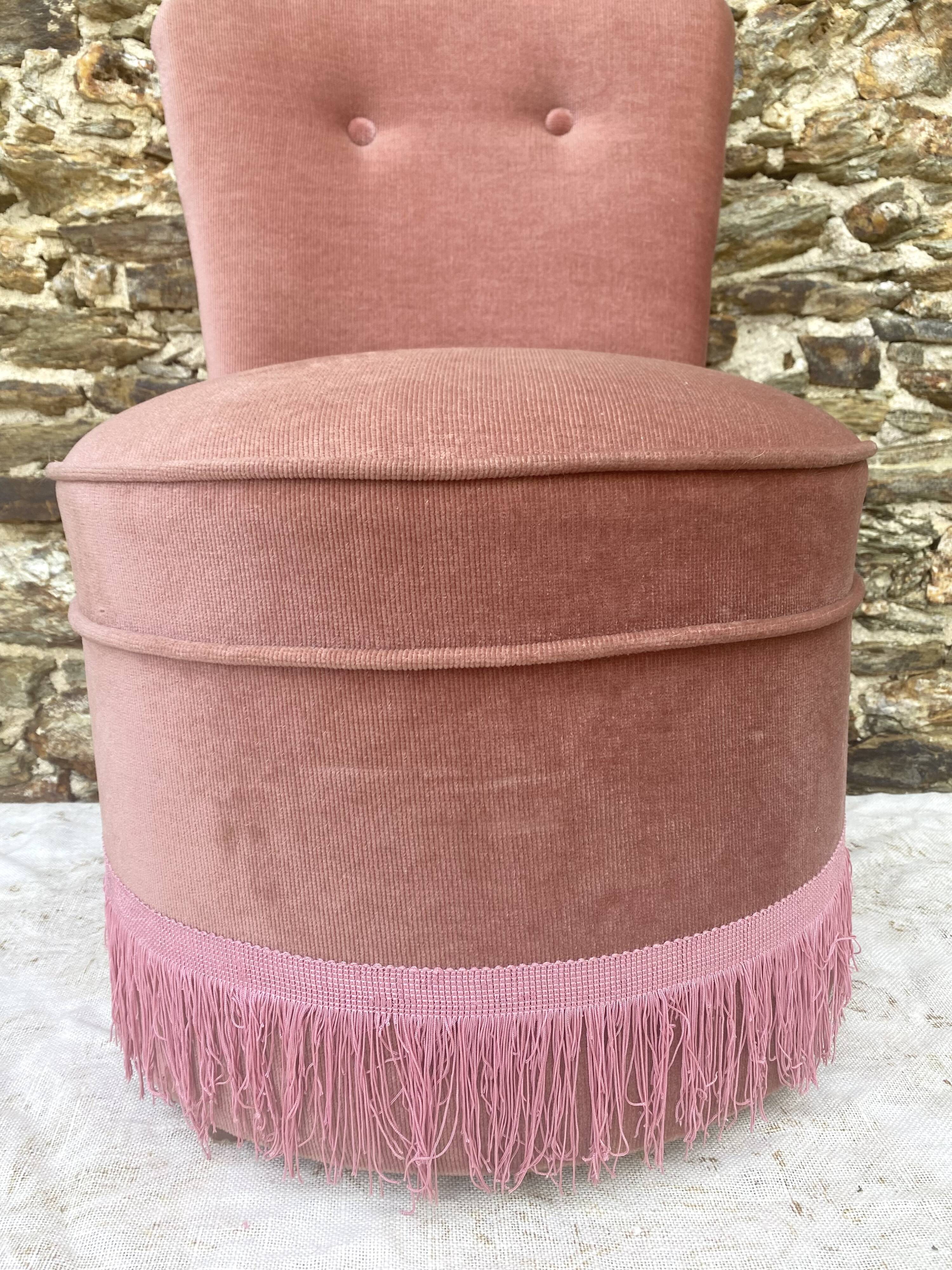 Toad armchair, vintage velvet fireside chair