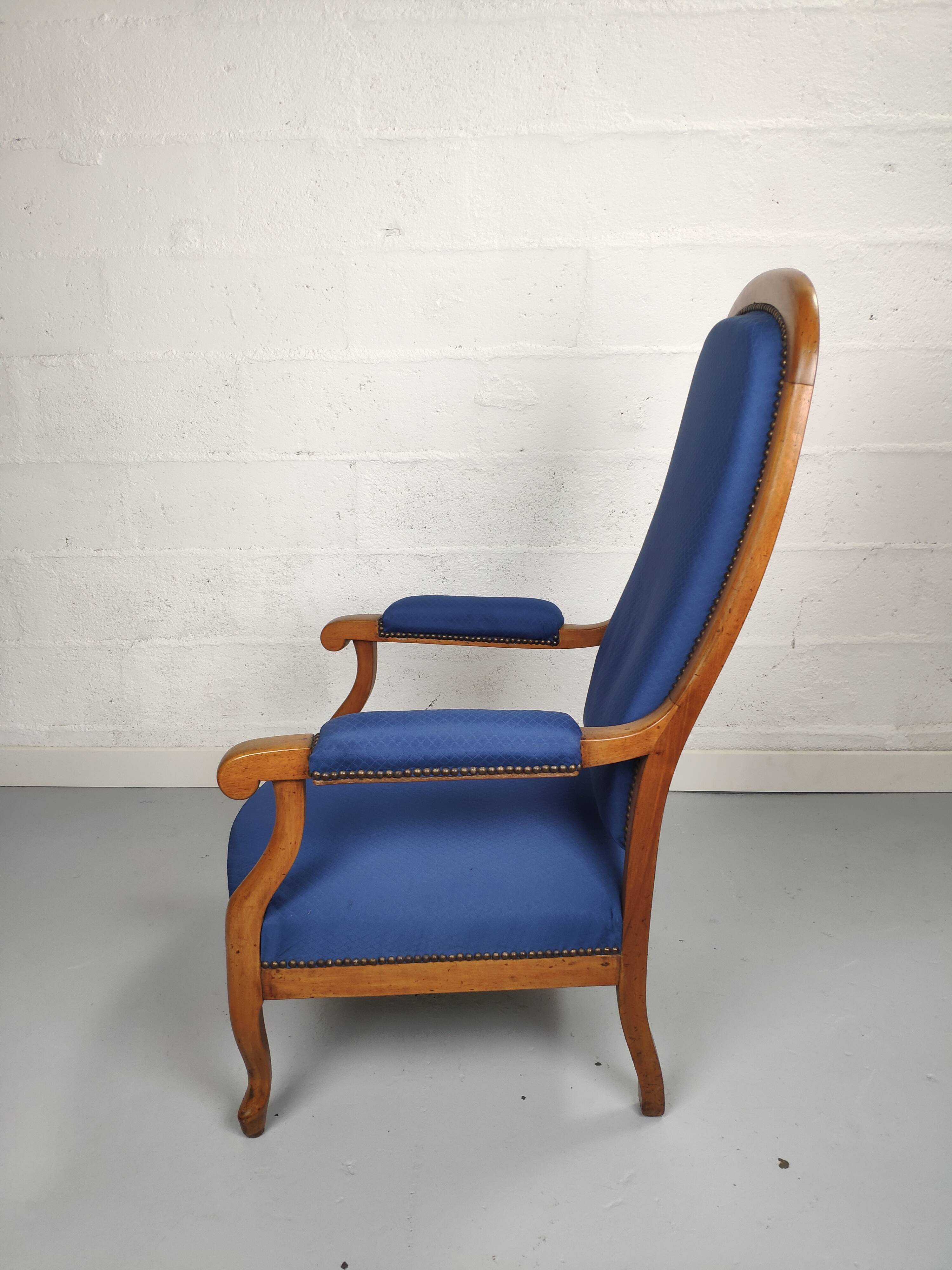Armchair voltaire blue fabric