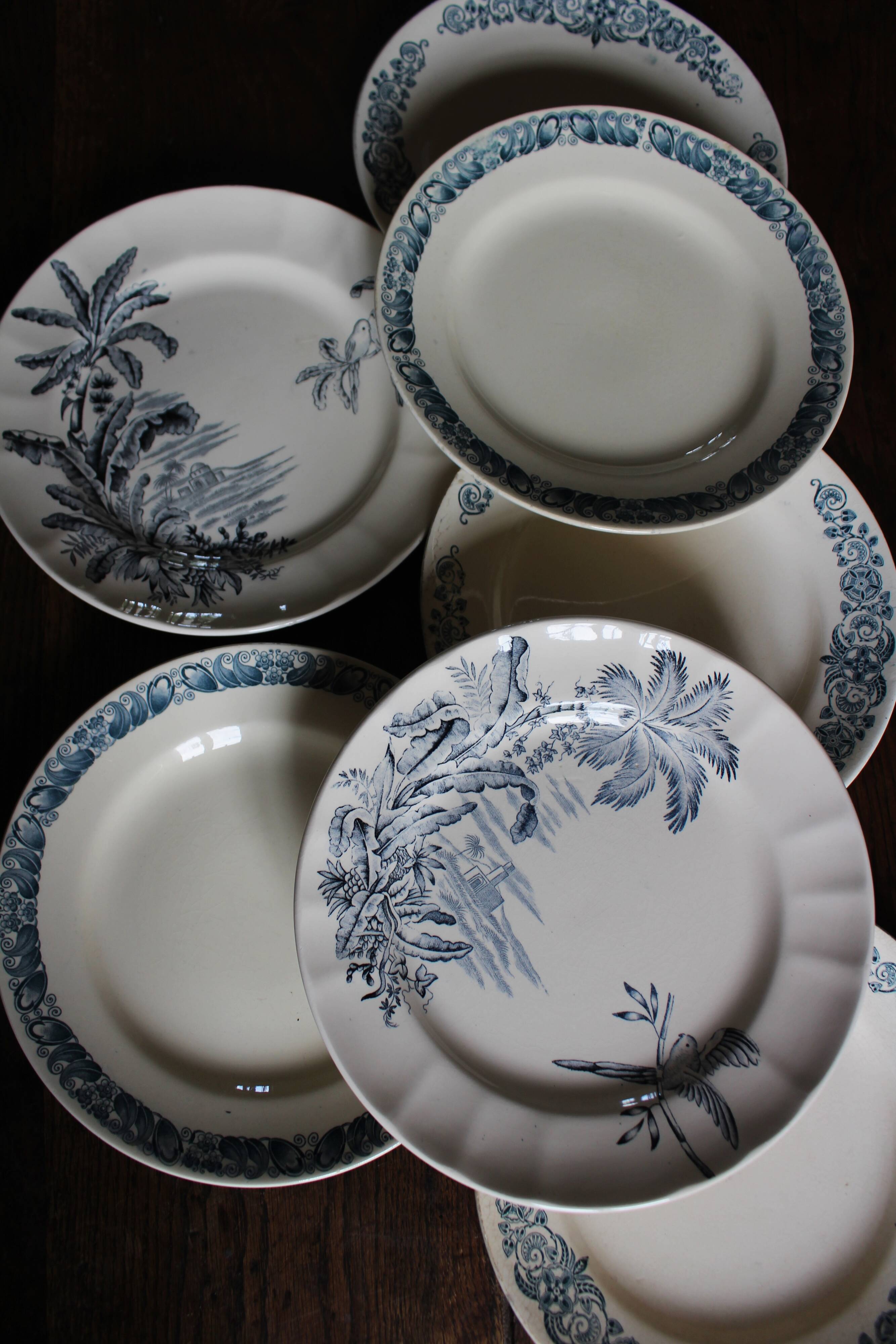 6 Terre de Fer blue Marcel Alésia Exotic Longchamp plates