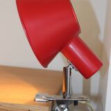Adjustable clamp spotlight in red lacquered metal - vintage design
