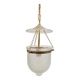 Vintage Brass and Mounted Glass Hundi Lantern Bell Lamp, 1950s