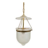 Vintage Brass and Mounted Glass Hundi Lantern Bell Lamp, 1950s