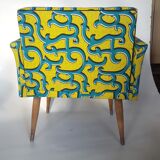 Rare cubic cocktail armchair of the years 50/redone