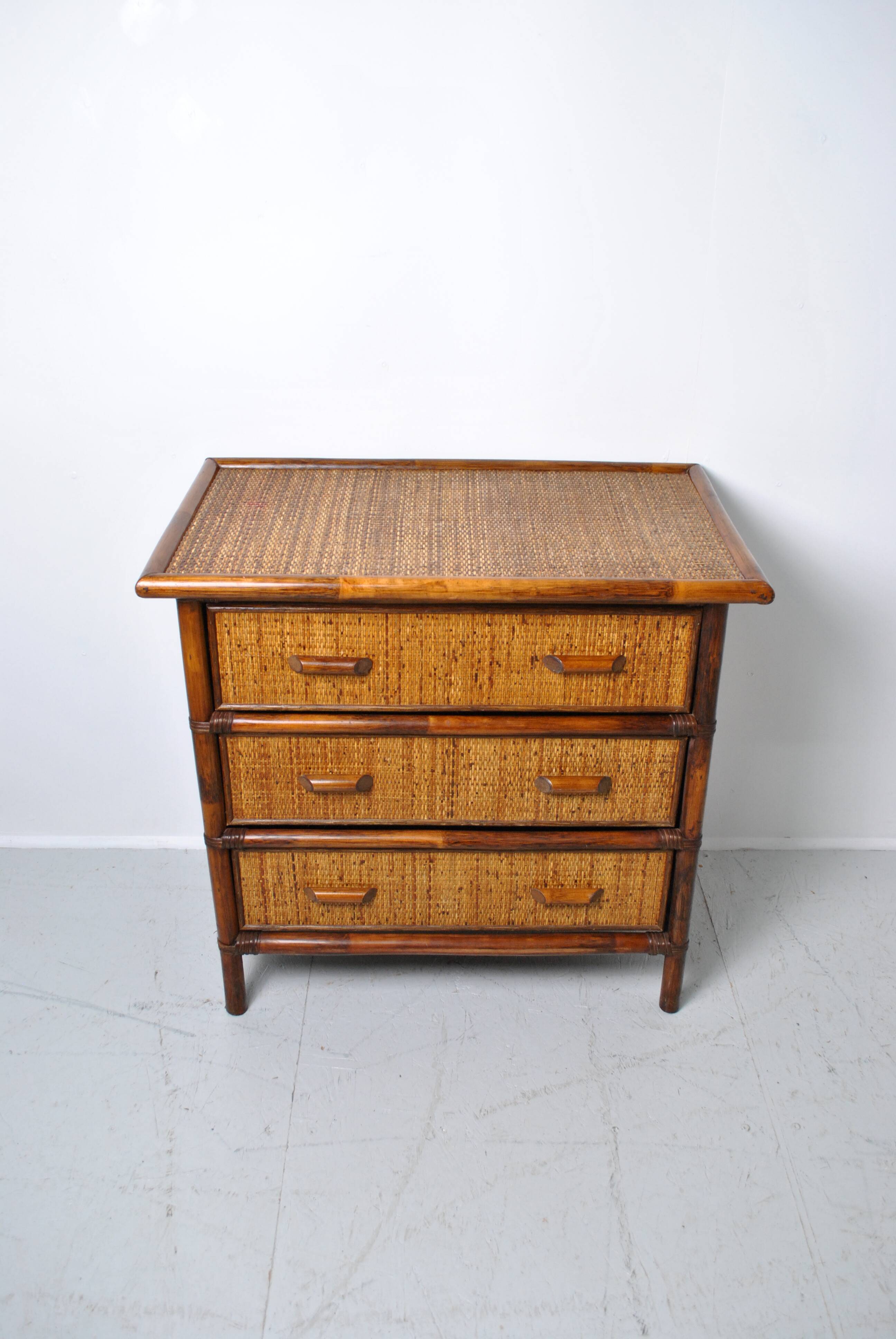 Commode en rotin 1970