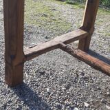 Country farm table xixth in chene, 2 drawers