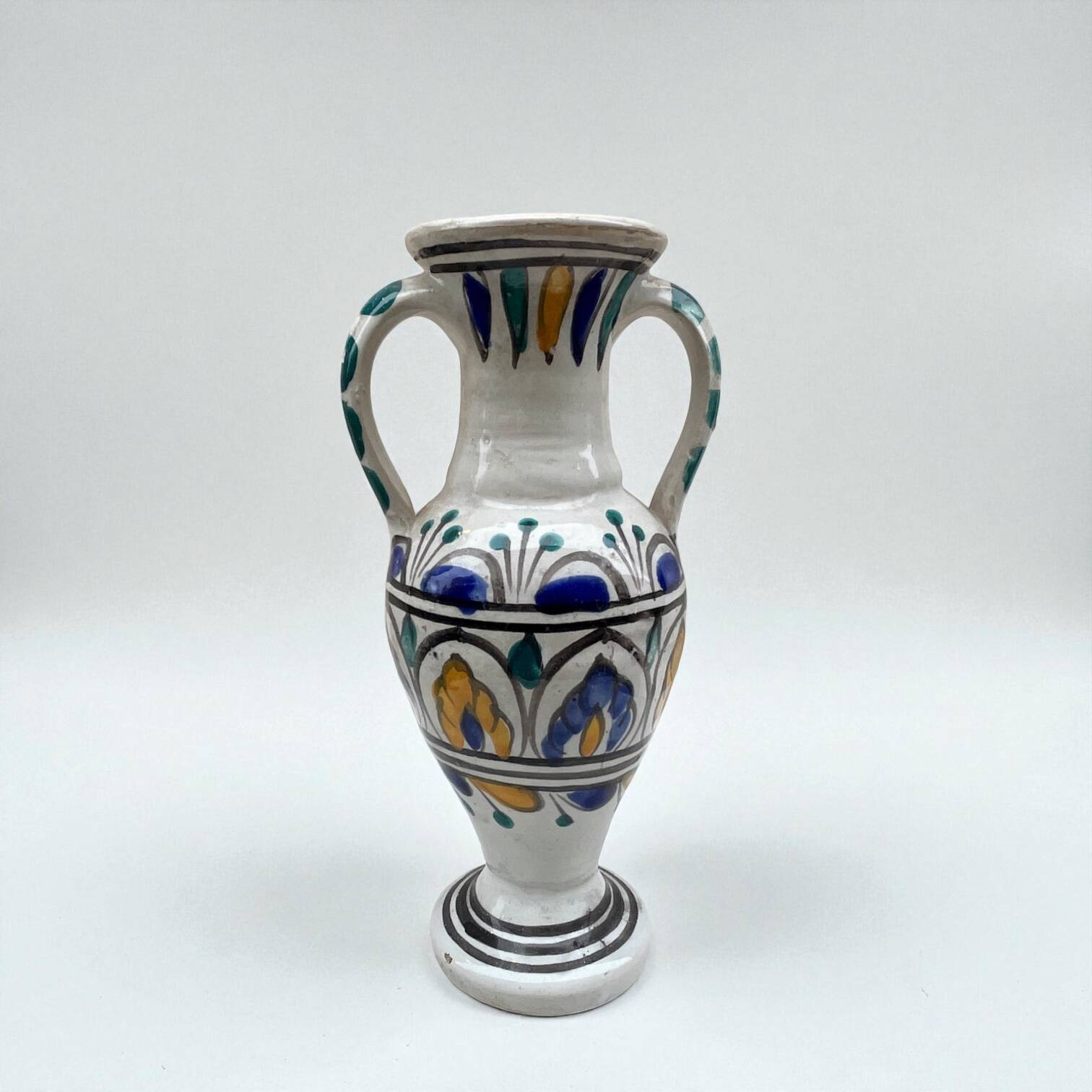 Vintage hand-painted Mediterranean ceramic vase - Berber vase
