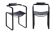 Pair of wanderlust armchairs in black and black metal.