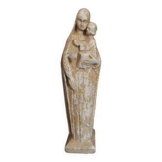 Saint Virgin Mary statuette in Art Deco plaster