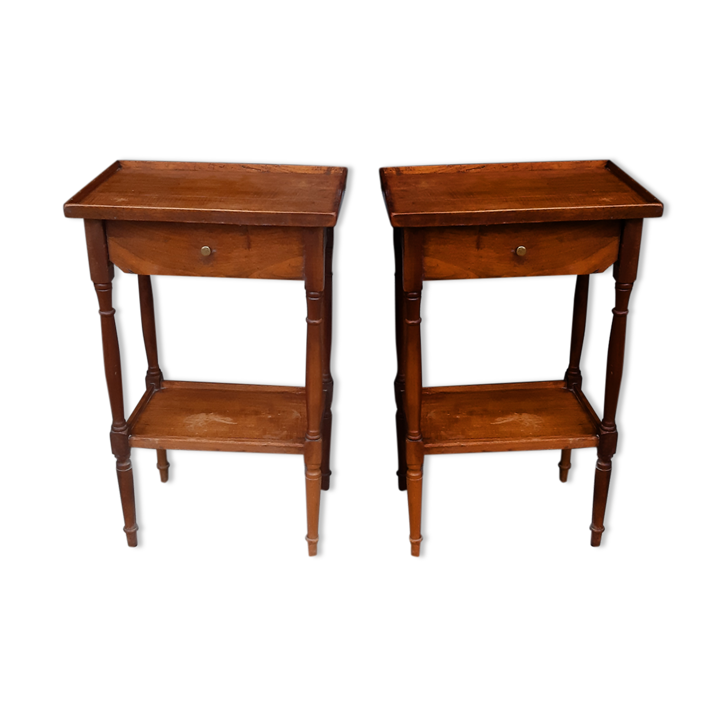 Pair of bedside tables in walnut 19th